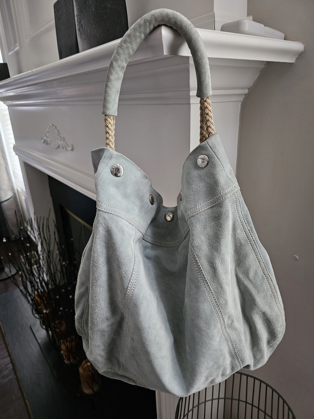 🔥PRADA🔥 Authentic Soft Lt. Blue Suede Hobo Bag